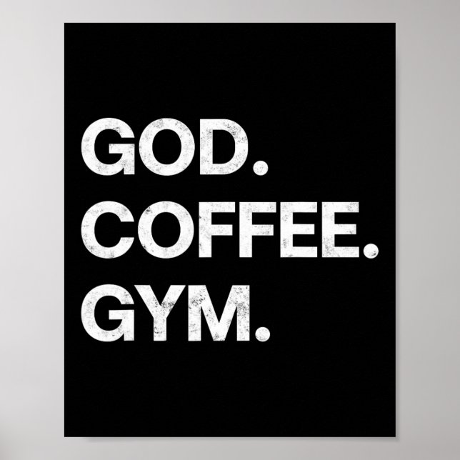 Gud Coffee Gym Funny Christian Workout Jesus M Poster (Framsidan)