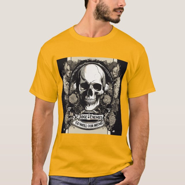 Gud dömer: Skull Logotyp T-Shirt Design (Framsida)