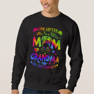 Gud Ed mig två titles Mamma och Grandma Tie Dye Lång Ärmad Tröja