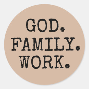 Gud. Familj. Arbeta. Christian Quote Runt Klistermärke