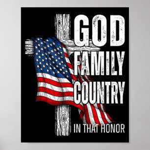 Gud Familj Land Amerikansk Flagga Kristna Patriot Poster