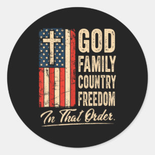 Gud Familj Land Frihet I Den Ordningen Usa Flagga Runt Klistermärke