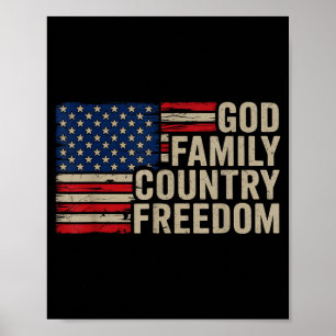 Gud Familj Land Frihet Patriotisk Kristna Usa Poster