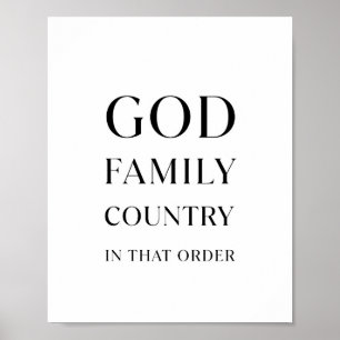 Gud, Familj, Land, I den ordningen Poster
