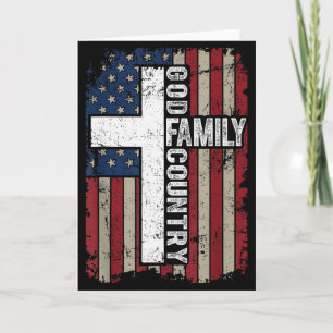 Gud Familj Land Patriotisk Kristet Vintage Usa Kort