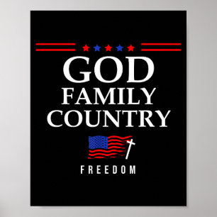 Gud Familj Land USA Flagga Kristet Talesätt Dom Je Poster