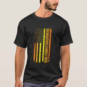 Gud Familj Portvakt US Amerikansk Flagga Fars Dag T Shirt