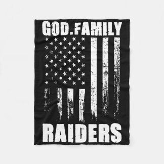 Gud. Familj. Raiders. Vintage Usa Flagga Fleecefilt