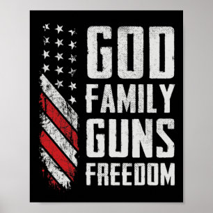 Gud Familj Vapen Frihet - Pro Vapen Kristna Usa Fl Poster