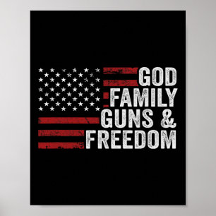 Gud Familj Vapen Och Frihet - Pro Vapen Kristna US Poster