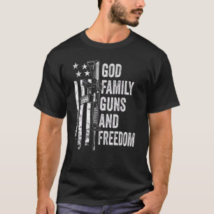 Gud Family Guns & Freedom Pro Gun Usa 4:e juli T Shirt