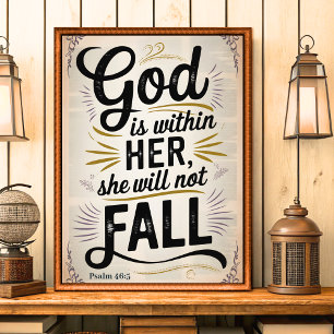 Gud finns i hennes Vintage Christian Women Wall Ar Poster