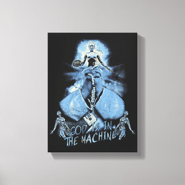 Gud finns i Maskin - Techno-Dystopian Design Canvastryck (Framsida)