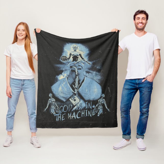 Gud finns i Maskin - Techno-Dystopian Design Fleecefilt (På plats)