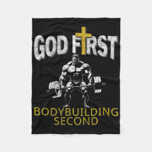 Gud First Bodybuilding Second Christian Gym Workou Fleecefilt