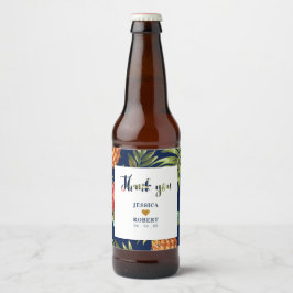 Gud & Flotta | Tropisk Bröllopsfest Ölblad Ölflaska Etikett