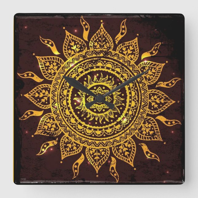 Gud för Indien sol- motivsol Fyrkantig Klocka (Framsida)