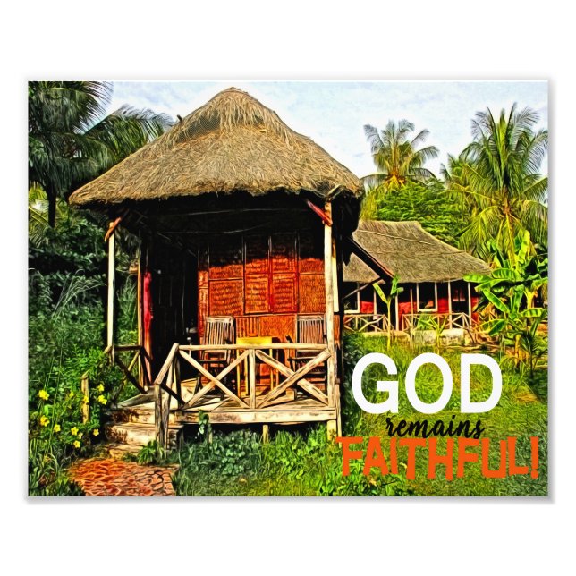 Gud förblir Faithar Christian Art Print Fototryck (Framsidan)