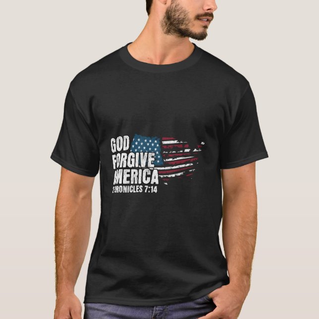 Gud Forge Amerika Patriotic Biblical Repentance T Shirt (Framsida)