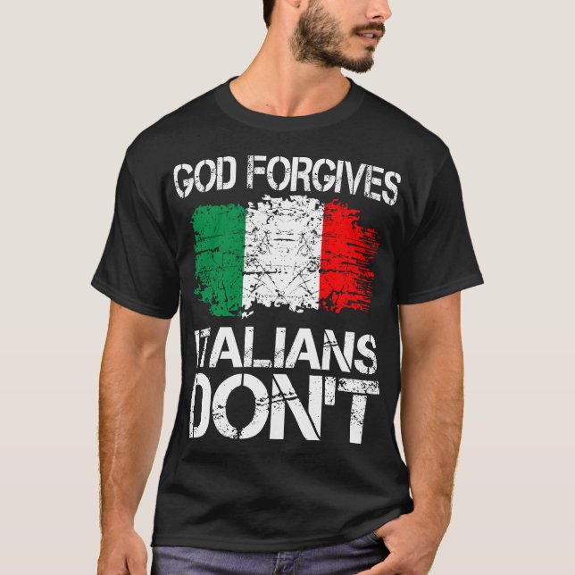 Gud förser italienarna med gåva t shirt (Framsida)