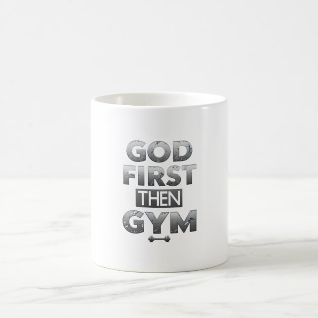 Gud Först Sedan Gymmugge – Kristet Motiv För Träni Kaffemugg (Center)