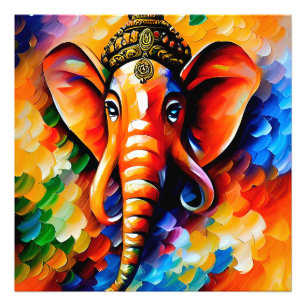 Gud Ganesha Colorful Painting Fototryck