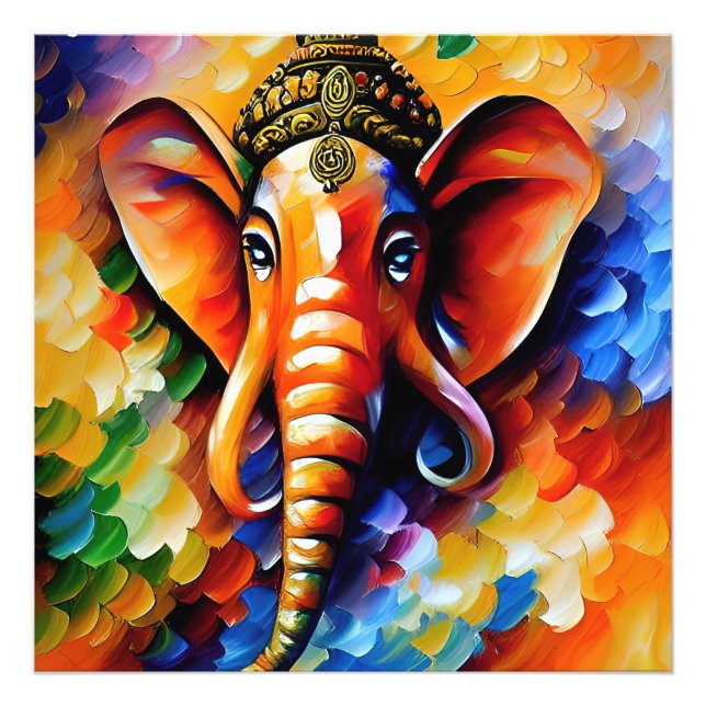 Gud Ganesha Colorful Painting Fototryck (Framsidan)