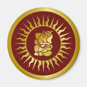 Gud Ganesha Golden Sol Design Magnet