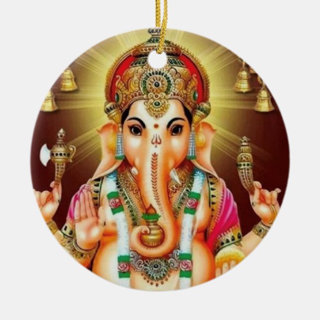 Gud Ganesha med mig Julgransprydnad Keramik (Framsidan)