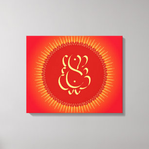 Gud Ganesha med sol-strålar Canvastryck