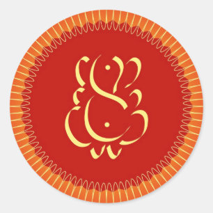 Gud Ganesha med sol-strålar Runt Klistermärke