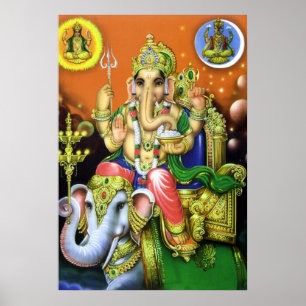 Gud Ganesha på Elephant Poster