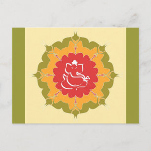 Gud Ganesha på mandalablomman Vykort