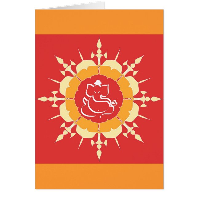Gud Ganesha på röd blomma Hälsningskort (Framsidan)