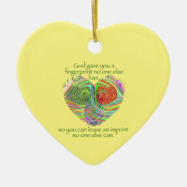 Gud gav dig ett fingeravtryck julgransprydnad keramik