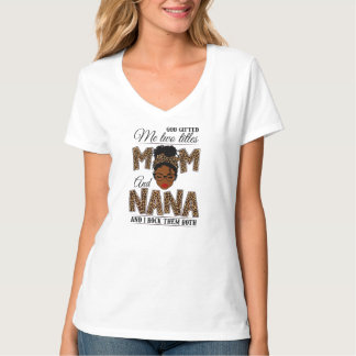 Gud gav mig två Titles Mamma Nana Leopard Black T Shirt