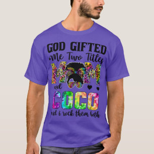 Gud gav mig två titles Mamma och Coco Leopard Tie T Shirt