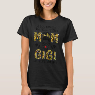 Gud gav mig två titles Mamma och Gigi Leopard Mess T Shirt