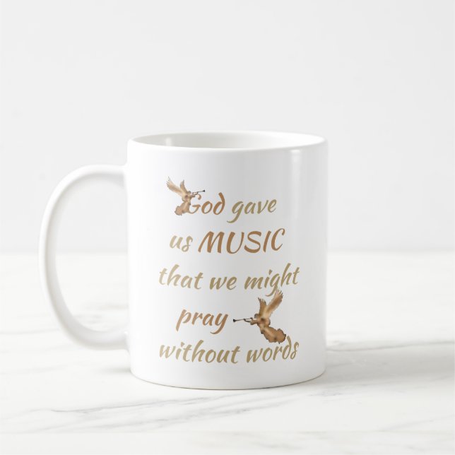 Gud gav oss musikinspirationcitat kaffemugg (Vänster)