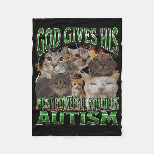 Gud Ge, hans mäktigaste Autism-slynt Kat-minne Fleecefilt (Framsidan)