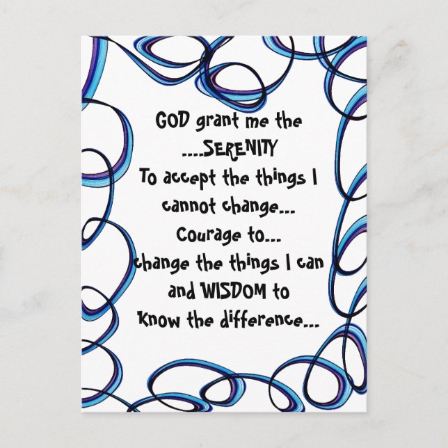GUD ger mig SERENITY på ett färgat vykort (Framsida)