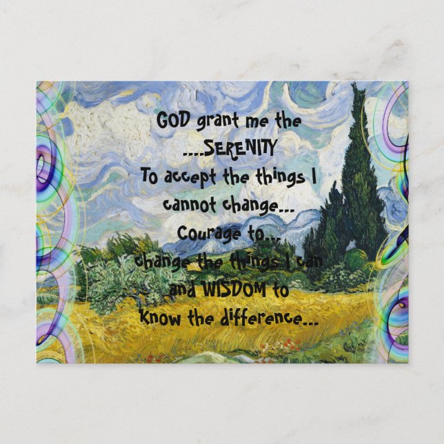 GUD ger mig SERENITY på ett färgstarkt landskap Vykort (Framsida)