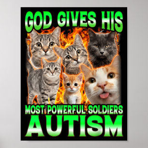 Gud Ger Sin Mest Kraftfulla Autism Rolig Katt Meme Poster