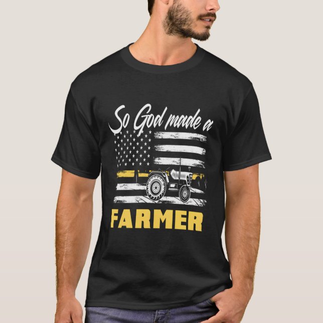 Gud gjorde en Farmer American Flagga Tractor Farme T Shirt (Framsida)