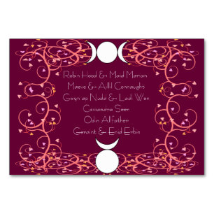 Gud & Goddess Wiccan Handfastfastum Namn Bord Card Bordsnummer