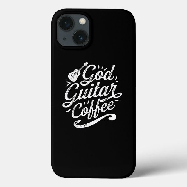 Gud Guitar Coffee Music Älskare Funny Christian (Baksida)