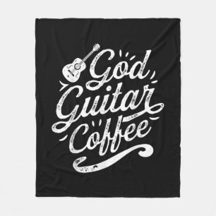 Gud Guitar Coffee Music Älskare Funny Christian Fleecefilt