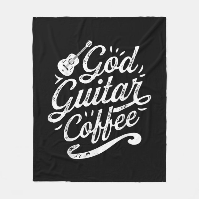 Gud Guitar Coffee Music Älskare Funny Christian Fleecefilt (Framsidan)