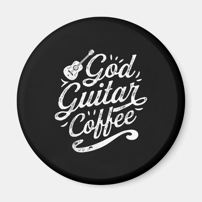 Gud Guitar Coffee Music Älskare Funny Christian Magnet (Framsidan)