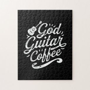 Gud Guitar Coffee Music Älskare Funny Christian Pussel